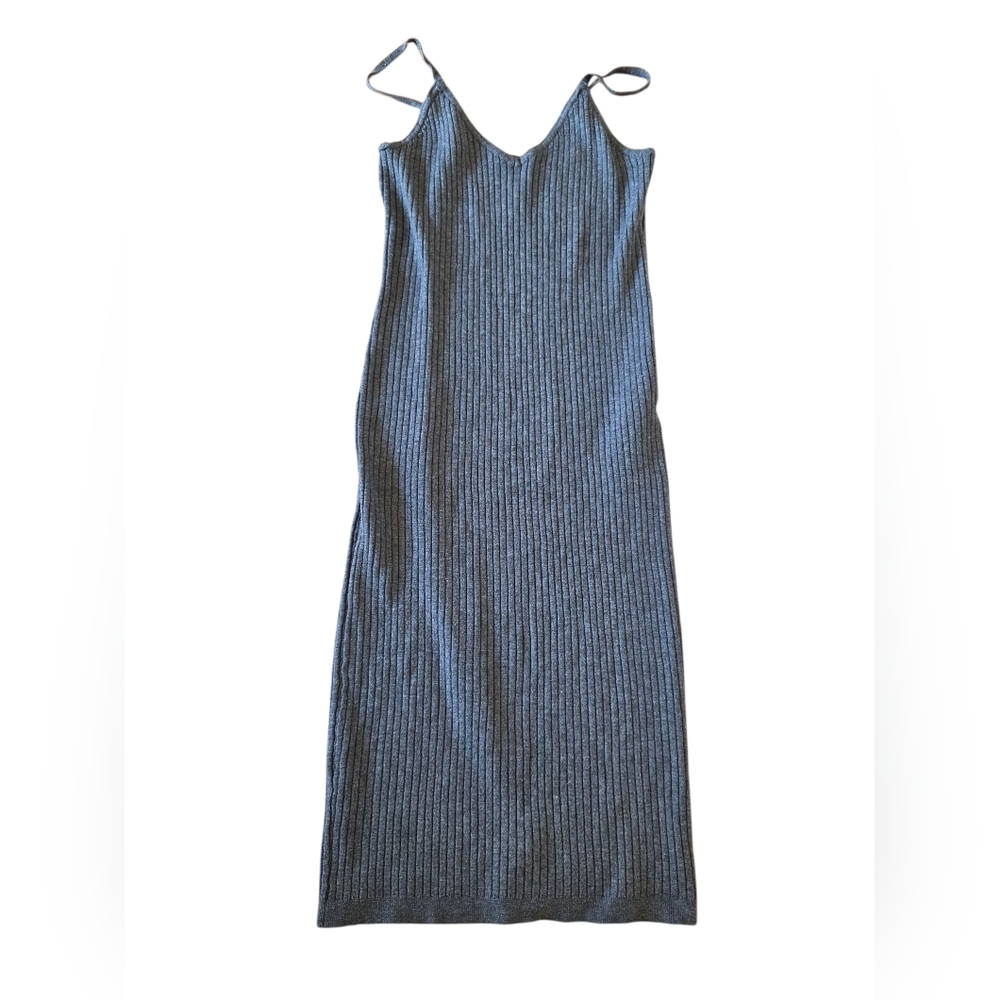 7 For All Mankind Gray Ribbed Sweater Slip Dress Size L